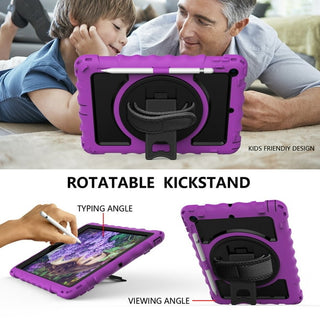 Husa Sigloo, pentru tableta Apple iPad 9th/8th/7th Gen (2021/2020/2019) - Protectie completa, stand, curea umar, suport pen, Violet