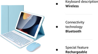Husa cu tastatura si mouse Wireless, Bluetooth, Sigloo, compatibila cu tableta Lenovo Tab K10 / Tab M10 Plus (TB-X606), 10.3", Blue