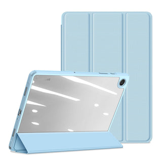 Husa premium pentru Samsung Galaxy Tab A7 (SM-T500/T505/T507), 10.4", Sigloo, interior de piele sintetica, suport Smart Pen, spatele din policarbonat transparent, rezistent la socuri, Blue