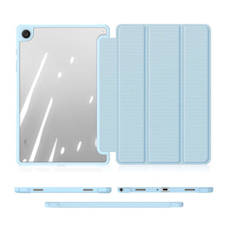 Husa premium pentru Samsung Galaxy Tab A7 (SM-T500/T505/T507), 10.4", Sigloo, interior de piele sintetica, suport Smart Pen, spatele din policarbonat transparent, rezistent la socuri, Blue