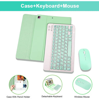 Husa cu tastatura si mouse Wireless, Bluetooth, pentru tableta Lenovo Tab M8 (4th Gen) TB300FU, Quad-Core, 8", Sigloo, Green