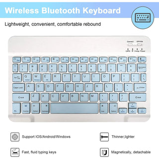 Husa cu tastatura si mouse Wireless, Bluetooth, pentru tableta Lenovo Tab M8 (4th Gen) TB300FU, Quad-Core, 8", Sigloo, Blue