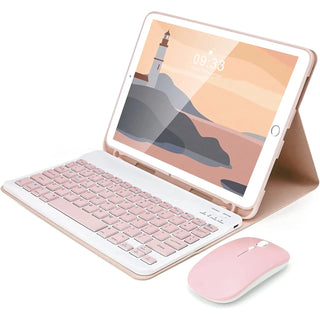Husa cu tastatura si mouse Wireless, Bluetooth, pentru tableta Lenovo Tab P11 Pro( 2nd Gen), (TB-132FU/TB-138FU), 11.2", Sigloo, Pink
