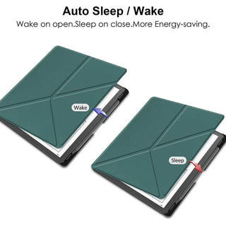 Husa Origami Sigloo pentru Kindle Scribe 10.2", Piele PU, Suport Stilou, Albastru Deschis