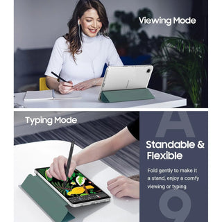 Husa premium pentru Samsung Galaxy Tab A11/A9 (2025/2023), 8.7", Sigloo, interior de piele sintetica, suport Smart Pen, rezistent la socuri, Verde