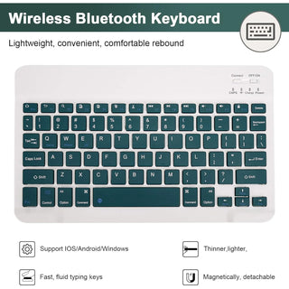 Husa cu tastatura si mouse Wireless, Bluetooth, pentru tableta Xiaomi RedMi Pad SE 11" (2025), Sigloo, Verde Pin