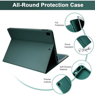 Husa cu tastatura si mouse Wireless, Bluetooth, pentru tableta Xiaomi Redmi Pad SE 8.7", Sigloo, Pine Green