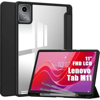 Husa premium Sigloo pentru Lenovo K11 Gen2/ Idea Tab 11(2025), 11", suport Smart Pen, piele sintetica, policarbonat transparent, Black