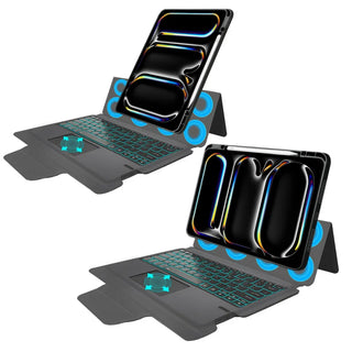 Husa cu tastatura integrata si mouse wireless, Sigloo, cu touchpad, negru, pentru tableta iPad Pro 13" (2024)