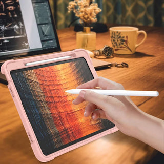 Husa Sigloo pentru iPad Air 13 (2025/2024 M3/M2), 13", Folie de sticla 9H, Suport Pliabil, Design Robust, Roz