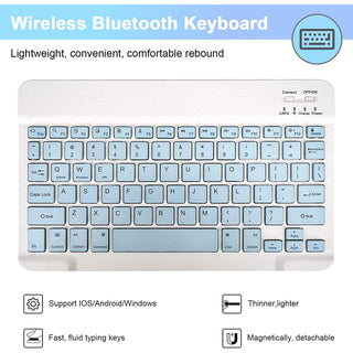 Husa cu tastatura si mouse Wireless, Bluetooth, pentru tableta Honor Pad X7, 8.7", Albastru