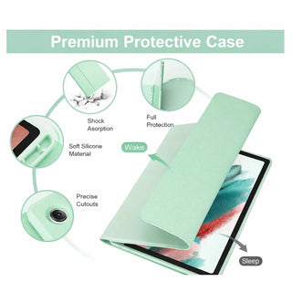 Husa office pentru tableta SAMSUNG GALAXY TAB S8 Model X700/X706 si S7 Model T870/T875/T876B, Sigloo, cu suport Smart Pen, Verde Azur