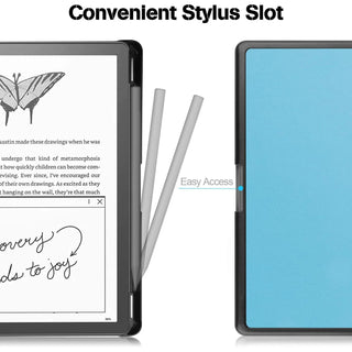 Husa Slim Sigloo pentru Kindle Scribe 10.2 inci (2022 & 2024) - Piele PU, Curea de Mana, Suport Stilou, Functie Auto Sleep/Wake, culoare Blue