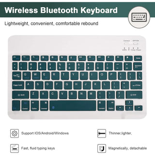 Husa cu tastatura si mouse Wireless, Bluetooth, Sigloo, compatibila cu tableta Lenovo Tab M9, TB-310FU, 9 inch, Pine Green