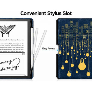 Husa Slim Sigloo pentru Kindle Scribe 10.2 inci (2022 & 2024) - Piele PU, Suport Stilou, Functie Auto Sleep/Wake, Light Bulbs