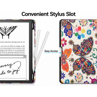 Husa Slim Sigloo pentru Kindle Scribe 10.2 inci (2022 & 2024) - Piele PU, Suport Stilou, Functie Auto Sleep/Wake, model Butterfly
