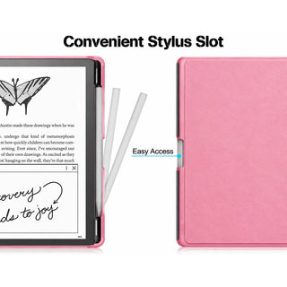 Husa Slim Sigloo pentru Kindle Scribe 10.2 inci (2022 & 2024) - Piele PU, Suport Stilou, Functie Auto Sleep/Wake, Pink