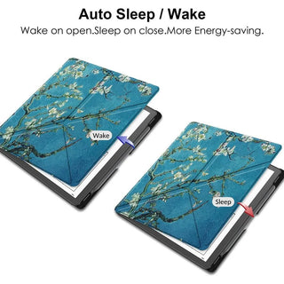 Husa pentru Kindle Scribe 10.2", Sigloo, Painted Tree, tip origami, Piele PU, Functie Auto Sleep/Wake