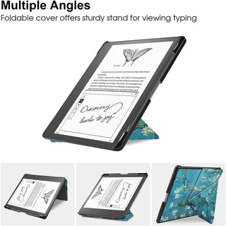 Husa pentru Kindle Scribe 10.2", Sigloo, Painted Tree, tip origami, Piele PU, Functie Auto Sleep/Wake