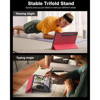 Husa Slim Sigloo, Smart Cover, Trifold, pentru Samsung Galaxy Tab S10 FE+ (SM-X620), 13.1", Burgundy