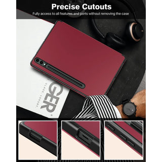 Husa Slim Sigloo, Smart Cover, Trifold, pentru Samsung Galaxy Tab S10 FE+ (SM-X620), 13.1", Burgundy