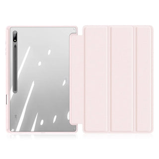 Husa Slim Sigloo, Smart Cover, Trifold, pentru Samsung Galaxy Tab S11 Utra, 2025(SM-930/SM-936)/ S12 Ultra(2026), 14.6", Spatele Transparent si suport Smart Pen, Roz