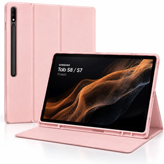 Husa office pentru tableta SAMSUNG GALAXY TAB S8 Model X700/X706 si S7 Model T870/T875/T876B, Sigloo, cu suport Smart Pen, Pink