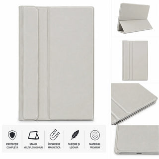 Husa Office SIGLOO pentru Nokia T20, Functie Stand, Inchidere Magnetica, Protectie Completa, Material Premium, Bej