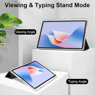 Husa Sigloo pentru tableta Huawei MatePad 11.5" S – Slim, Tri-Fold Magnetic, Piele Ecologica, Suport Stylus, Spate transparent – Negru