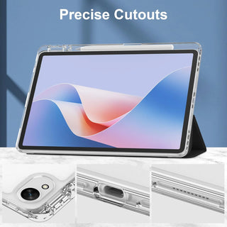 Husa Sigloo pentru tableta Huawei MatePad 11.5" S – Slim, Tri-Fold Magnetic, Piele Ecologica, Suport Stylus, Spate transparent – Negru