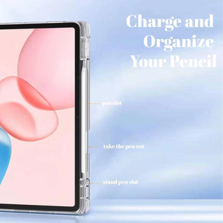 Husa Sigloo pentru tableta Honor Pad 10, 12.1" (2025), – Slim, Tri-Fold Magnetic, Spate Transparent, Suport Stylus, Piele Ecologica – Albastru
