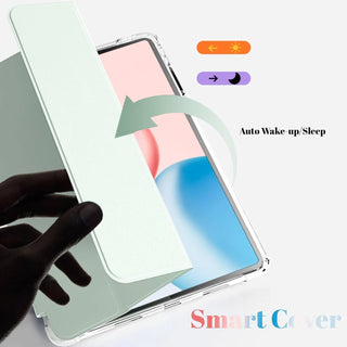 Husa Sigloo pentru tableta Honor Pad 10, 12.1" (2025), – Slim, Tri-Fold Magnetic, Spate Transparent, Suport Stylus, Piele Ecologica – Albastru