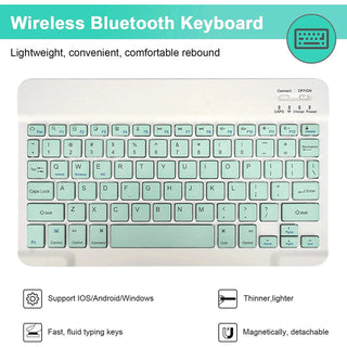 Husa cu tastatura si mouse Wireless, Bluetooth, pentru tableta Lenovo Tab 10.1" 2025 TB311, Sigloo, Verde