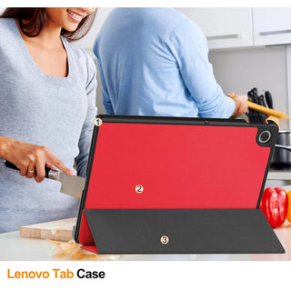 Husa tableta, Sigloo pentru Lenovo Tab 10.1", Slim, Tri-Fold, Piele Ecologica, Rosu