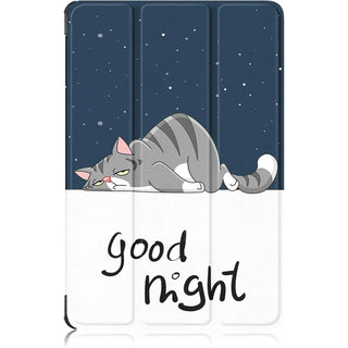 Husa Sigloo pentru tableta iPad 11" (Gen. 11, 2025) / iPad 10.9" (Gen. 10, 2022) – Slim, Tri-Fold Magnetic, Piele Ecologica, model Lazy Cat