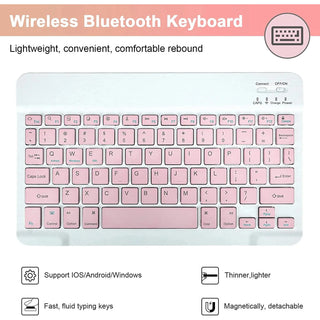 Husa cu tastatura si mouse Wireless, Bluetooth, pentru tableta Xiaomi Redmi Pad SE 8.7", Sigloo, Roz