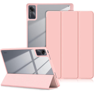 Husa Sigloo pentru tableta Xiaomi Redmi Pad Pro 12.1" – Slim, Tri-Fold Magnetic, Piele Ecologica, Suport Stylus, Spate transparent– Roz