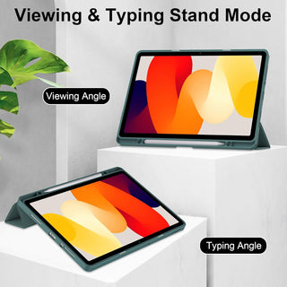 Husa Sigloo pentru tableta Xiaomi Redmi Pad 2 – Slim, Tri-Fold Magnetic, Piele Ecologica, Antisoc, Suport Stylus, Spate transparent– Verde