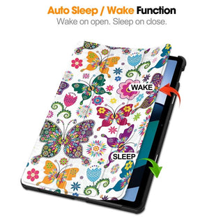 Husa Sigloo pentru tableta Xiaomi RedMi Pad SE 11" (2023) – Slim, Tri-Fold Magnetic, Piele Ecologica, Suport Stand, Antisoc – model Butterflies