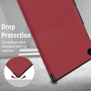 Husa Sigloo pentru tableta Xiaomi Redmi Pad SE 8.7" (2024) – Slim, Tri-Fold Magnetic, Piele Ecologica, Antisoc, Stand Reglabil, – Burgundy