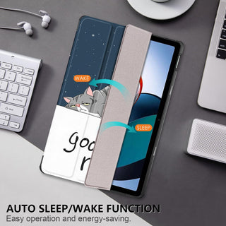 Husa Sigloo pentru tableta Xiaomi Redmi Pad Pro 12.1" – Slim, Tri-Fold Magnetic, Piele Ecologica, Antisoc, Stand Reglabil, – Model Lazy Cat