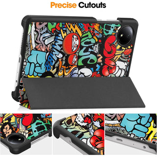 Husa Sigloo pentru tableta Xiaomi Redmi Pad SE 8.7" (2024) – Slim, Tri-Fold Magnetic, Piele Ecologica, Stand Reglabil, – model Graffiti
