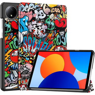 Husa Sigloo pentru tableta Xiaomi Redmi Pad SE 8.7" (2024) – Slim, Tri-Fold Magnetic, Piele Ecologica, Stand Reglabil, – model Graffiti
