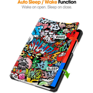 Husa Sigloo pentru tableta Xiaomi Redmi Pad SE 8.7" (2024) – Slim, Tri-Fold Magnetic, Piele Ecologica, Stand Reglabil, – model Graffiti