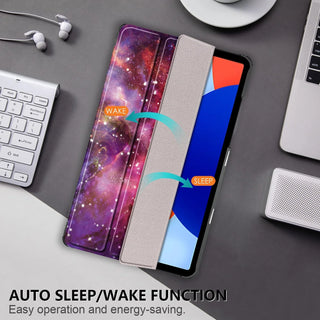 Husa Sigloo pentru tableta Xiaomi Redmi Pad SE 8.7" (2024) – Slim, Tri-Fold Magnetic, Piele Ecologica, Antisoc, Stand Reglabil, – model Galaxy