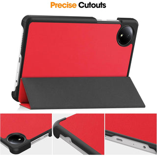 Husa Sigloo pentru tableta Xiaomi Redmi Pad SE 8.7" (2024) – Slim, Tri-Fold Magnetic, Piele Ecologica, Antisoc, Stand Reglabil, – Rosu