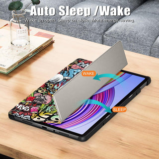 Husa Sigloo pentru tableta Xiaomi Redmi Pad Pro 12.1" – Slim, Tri-Fold Magnetic, Piele Ecologica, Antisoc, Stand Reglabil, – model Graffiti