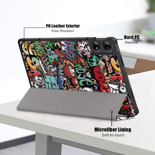 Husa Sigloo pentru tableta Xiaomi Redmi Pad Pro 12.1" – Slim, Tri-Fold Magnetic, Piele Ecologica, Antisoc, Stand Reglabil, – model Graffiti