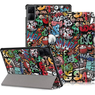Husa Sigloo pentru tableta Xiaomi RedMi Pad SE 11" (2023) – Slim, Tri-Fold Magnetic, Piele Ecologica, Suport Stand, Antisoc – model Graffiti