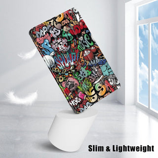 Husa Sigloo pentru tableta Xiaomi Redmi Pad 2 – Slim, Tri-Fold Magnetic, Piele Ecologica, Antisoc, Stand Reglabil, – model Graffiti